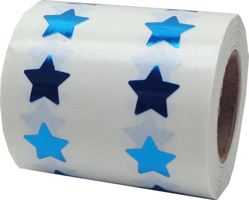 Metallic Blue Star Shape Stickers 0.50 Inch 1,000 Adhesive Labels